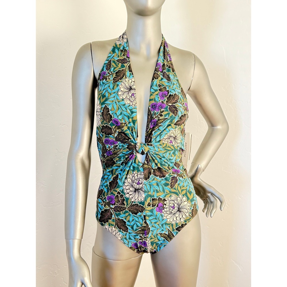 Amoressa Rhiannon Dream Plunge One Piece Swimsuit Floral Miraclesuit‎ NWT 6